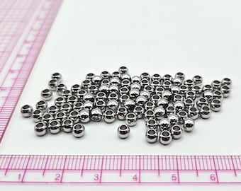 4mm Smooth Stainless Steel Rondelle Spacer Beads - 2mm hole