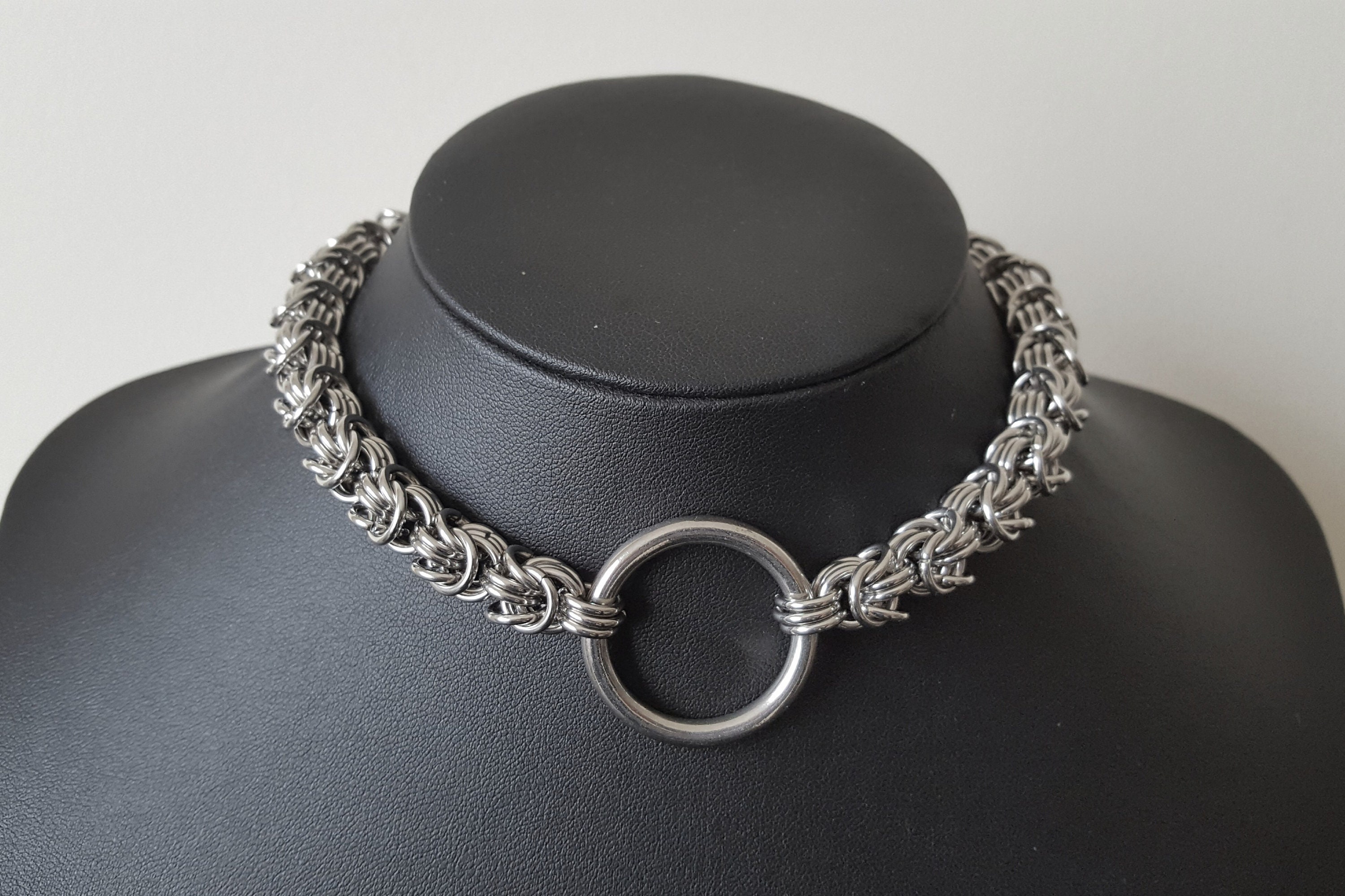 Stainless Steel Rosetta Chainmail O-ring Choker - Thick Chainmaille ...
