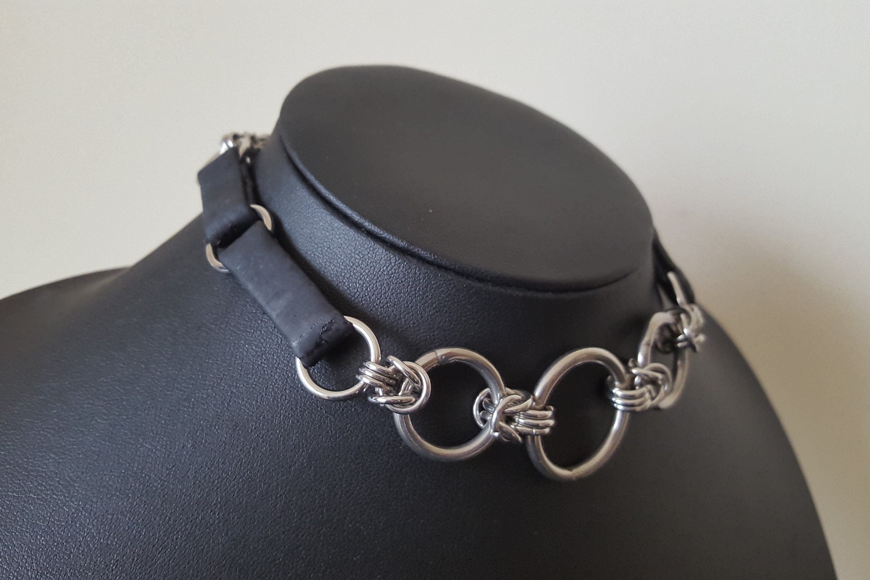 1 Wide Black Choker with Silver O-Ring