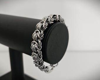 Stainless Steel Rosetta Weave Chainmail Bracelet - Thick Gothic Barb Chain