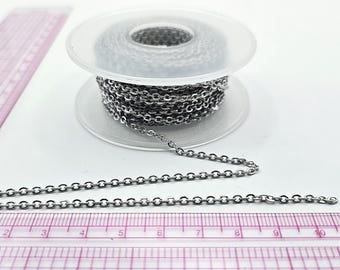 2.5mm Stainless Steel Flat Cable Chain - 10m Spool - 3mm Links - Jewellery Making Supplies