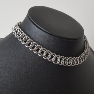 Half-Persian Minimalist Chainmail Link Choker / Necklace - Stainless Steel Chainmaille Collar
