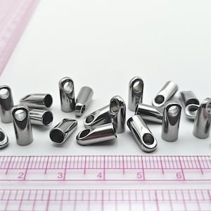 Heavy Duty Stainless Steel Cord/Chain End Caps  - 12mm x 5mm - 4mm Inner Diameter