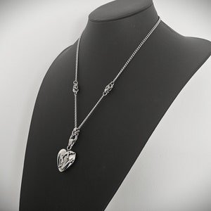 Stainless Steel &#39;Love & War&#39; Pendant Necklace - Gothic Stitched Heart Charm
