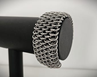 Stainless Steel Dragonscale Weave Chainmail Bracelet - Dragon Scale Armour Cuff