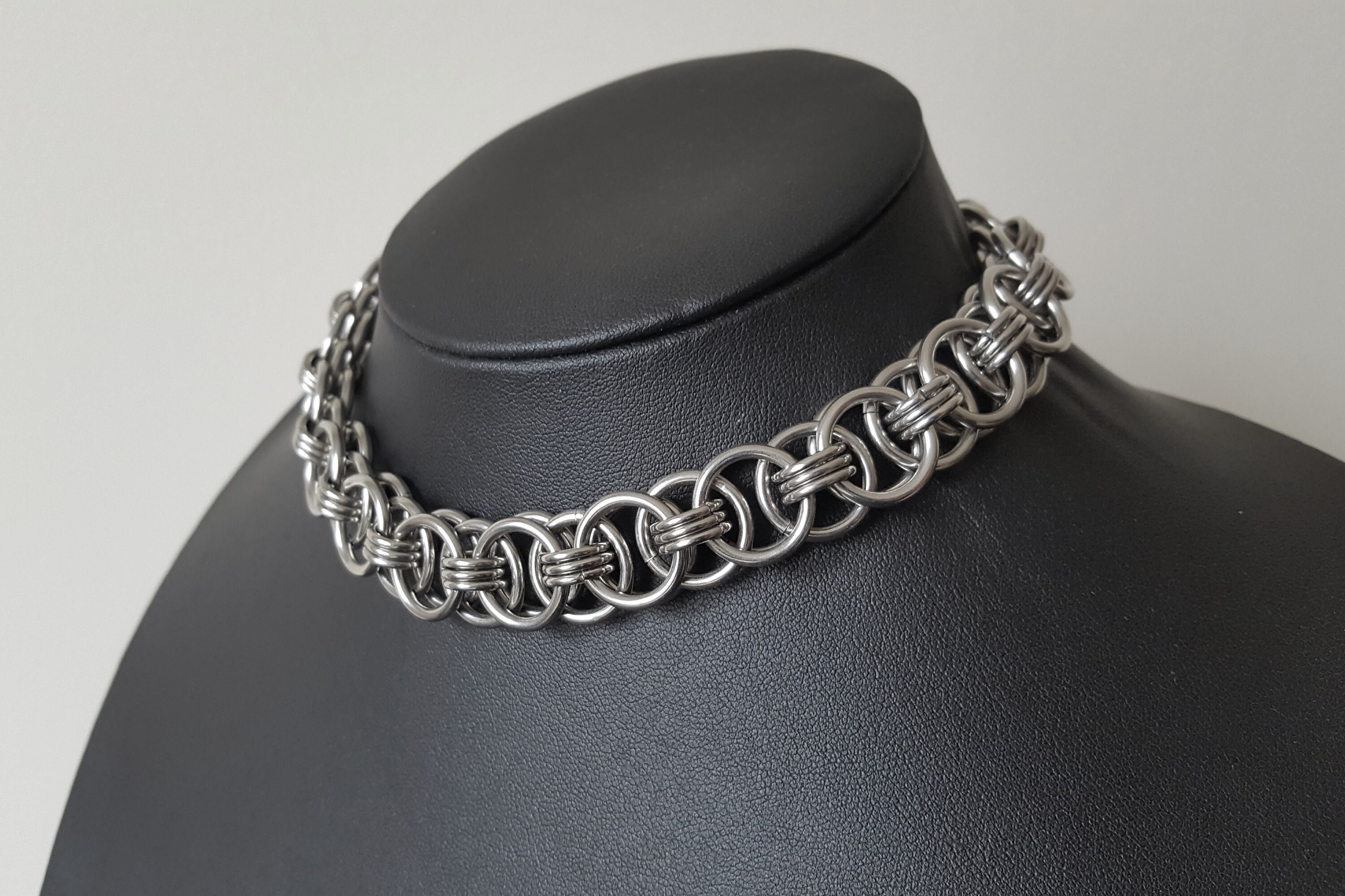 Chunky Helm Weave Chainmail Choker Necklace – Stainless Steel Statement ...