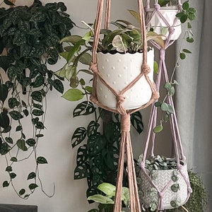 Double Macrame Plant Hanger | Tassel Free Plant Suspension | Double Tassel Free Plant Hanger | Two Tiered Plant Holders | Plant Gifts |