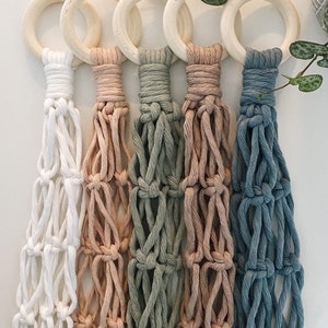 Macrame Plant Hanger: Handmade Cotton Cord with Wooden Ring
