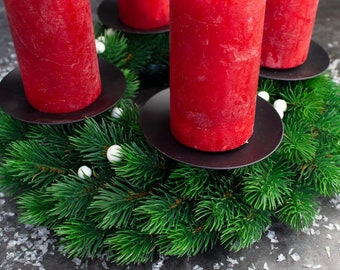 Kerzenständer Adventskranz ARTECSIS 4 Kerzenhalter Für Adventskranz Kerzenteller Adventskerzenhalter Schwarz Durchmesser 12cm Kerzenstecker Für Adventskranz