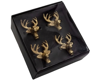 4 x Serviettenring Hirschkopf Metall edel Tischdeko Weihnachten Gold 4er Set