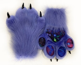 Purple Fur Paws With Claws Fursuit Hand Paws Cat Paws Furry Fursuit Paws Gloves Handpaws