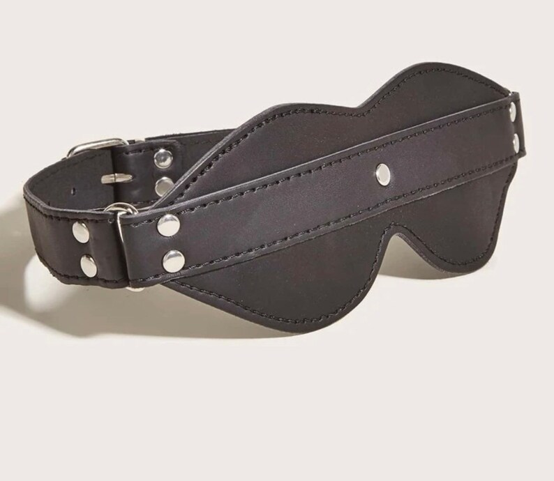 Black Faux Leather Mask Costume BDSM Mask Rivet Decor PU Etsy