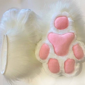 White Pink Fur Paws Without Claws Indoor Fursuit Feet Paws Fluffy Furry Fursuit Paws Boots Shoes Mascot Cosplay Furries Feetpaws pre-made