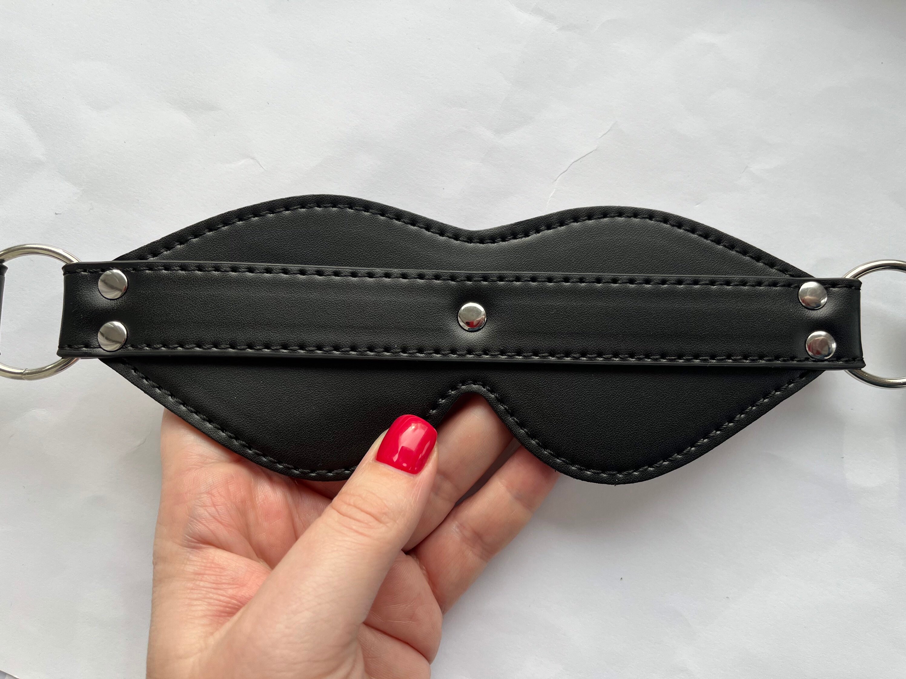 Black Faux Leather Mask Costume BDSM Mask Rivet Decor PU Etsy