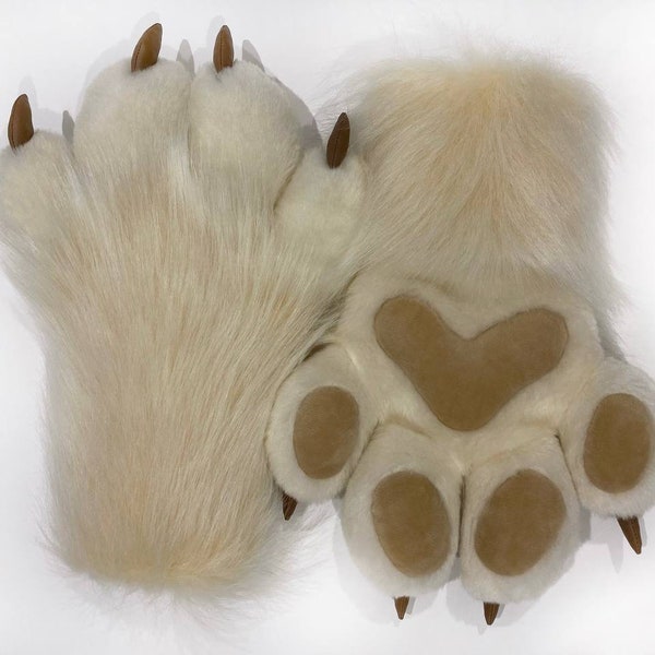 Beige Fur Paws With Claws Fursuit Hand Paws Cat Paws Furry Fursuit Paws Gloves Handpaws