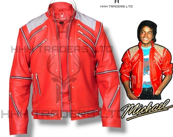 Michael Jackson Beat It Leather Jacket | Red Leather Costume | MJ Michael Biopic Inspired Thriller Era Jacket Unisex Cosplay Costume