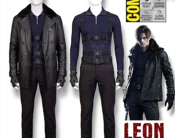 Disfraz completo de Leon S Kennedy de Resident Evil 9 – Chaqueta, pantalones y arnés de Resident Evil Requiem Comic Con