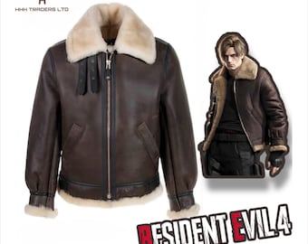 Chaqueta de cuero Leon S Kennedy – Resident Evil RE4, cuero genuino de oveja, B3 Flight, Cosplay Unisex