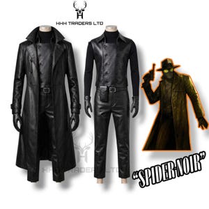 Set completo per cosplay di Spider-Noir / Completo in pelle di Spider-Man Noir / Trench, gilet, dolcevita, pantaloni, guanti e fondina / Fedele al personaggio visto sullo schermo immagine 1