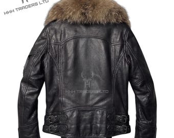 Japanese Archive Fashion Leather Jacket With Fur Collar - Visual