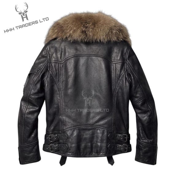 Japanese Archive Fashion Leather Jacket With Fur Collar - Visual