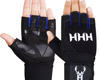 Silicone Gel Gym Gloves with Wrist Wraps, Weight Lifting Training