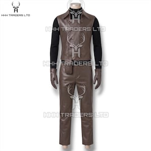 Spider-Noir Complete Cosplay Set | Noir Spider-Man Leather Outfit | Trench Coat, Vest, Turtle-Neck, Pants, Gloves & Holster |Screen Accurate image 2