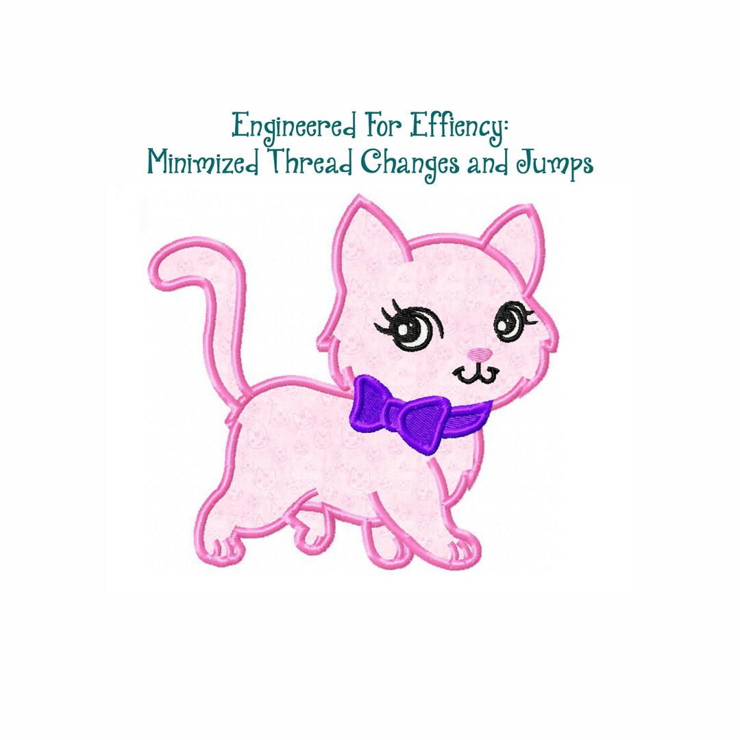 Cat Applique Machine Embroidery Design Instant Download File Etsy