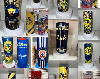 Personalized20oz Tumblers Las Chivas de Guadalajara /El America / Cruz Azul/ Toluca/ Los Pumas /Las Aguilas Del America Termos personalizado