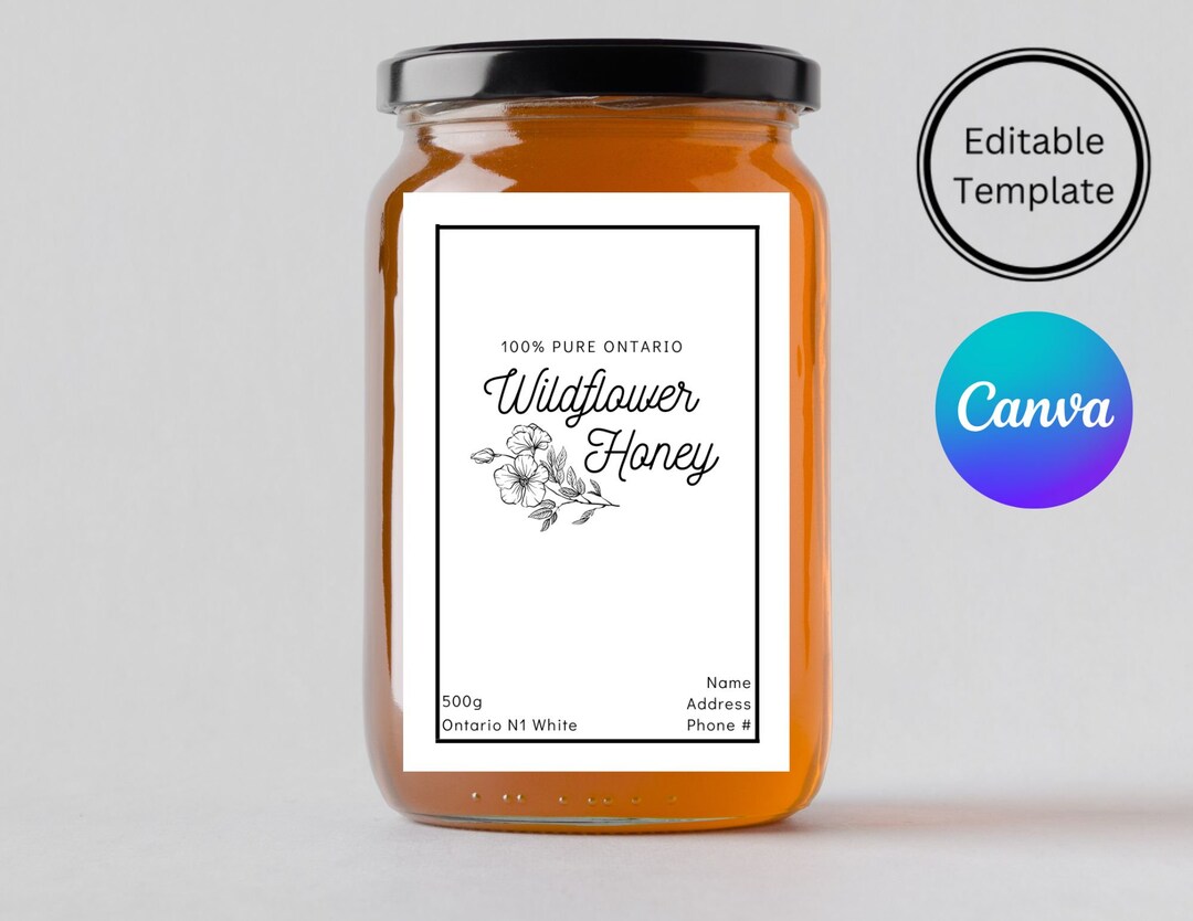 Honey Jar Labels Custom Label Digital Template Jar Label Etsy