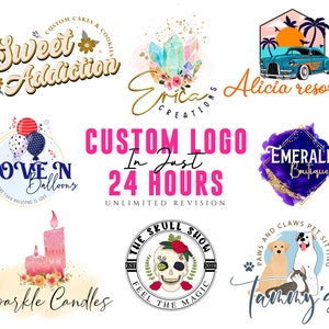 Custom Logo Design for Business | Sweet Treat & Makeup Logo Maker | Personalized Craft Branding Logo | Cute Boutique Logo for Small Biz