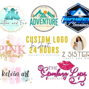 Logotipo de boutique femenino personalizado / Diseño de logotipo empresarial en acuarela / Logotipo de marca y evento dibujado a mano / Marca única para mujeres emprendedoras