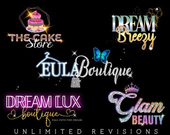 Custom Logo, Logo Design, Beauty Logo, Glitter Logo, Business Logo, Feminine logo, Cosmetics Logo, Makeup Logo, Nails Logo, Glam Logo,