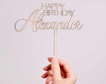 Cake Topper Happy Birthday + Name | Geburtstag | Kuchenstecker