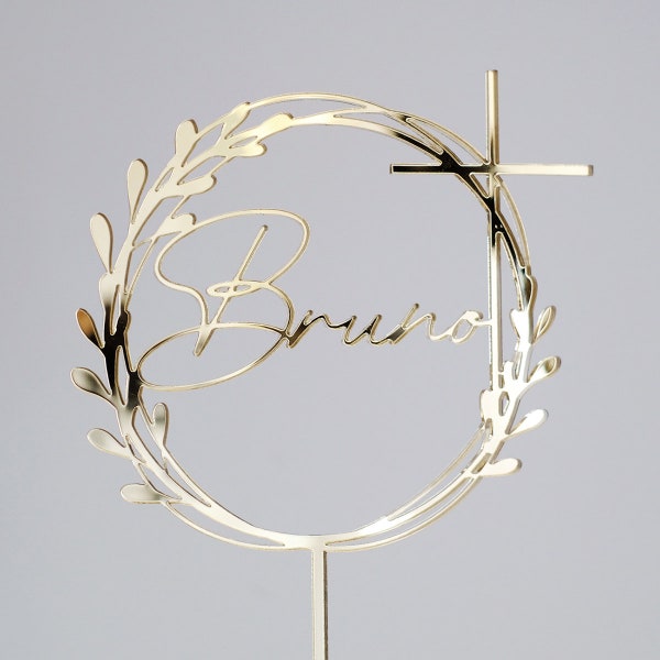 Cake Topper Taufe | Name + Kreuz | Kommunion | Konfirmation