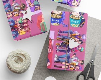 Kawaii Anime Wrapping Paper, Demon Hunter Huntrix, Saja Boys Gift Wrap