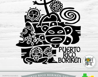 Puerto Rico Borikén Taíno | High Quality Files | Printing | Heat Transfer | Vinyl Cutting | Laser Engraving | Digital Download.