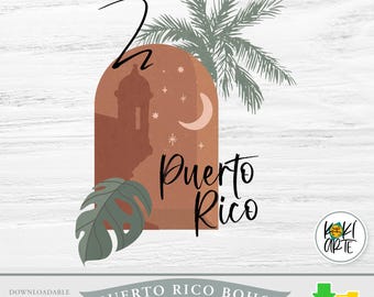 Puerto Rico Boho III | Tropical Island Aesthetic Sublimation Design | Boricua Digital Clipart PNG File | Minimalist