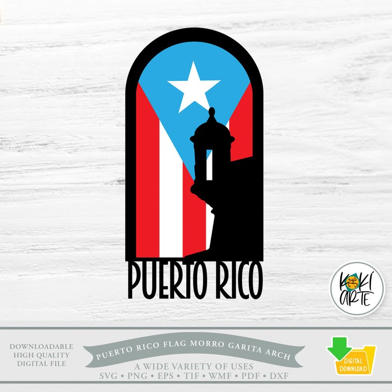 Puerto Rico Flag Morro Garita Arch | High Quality Digital Files | Printing | Sublimation | Heat Transfer | Vinyl Cutting | Digital Download. image 1