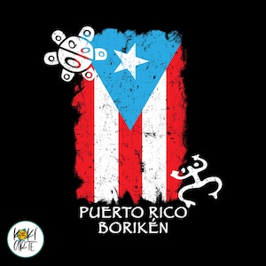 Drapeau de Porto Rico Borikén Taíno PNG, Sublimation haute résolution, Téléchargement instantané, Design fait main de Porto Rico, Style vieilli