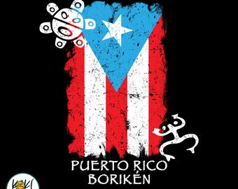 Puerto Rico Borikén Taíno Flag PNG, Hi Res Sublimation Design, Instant download digital file, Puerto Rico Handmade Design, Distressed Style