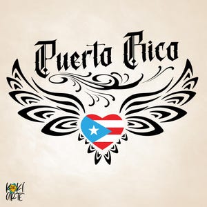 Puerto Rico Wings and Heart, High Quality digital download files for printing, vinyl cutting, engraving, heat transfers, laser cutting.