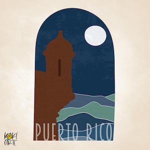 Morro Garita la nuit PNG, conception de sublimation haute résolution, fichier numérique à téléchargement instantané, conception faite à la main à Porto Rico, style BOHO moderne.