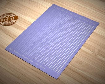 Decal Solid Lines - white - all scales - waterslide decals (Matho Models 80047)