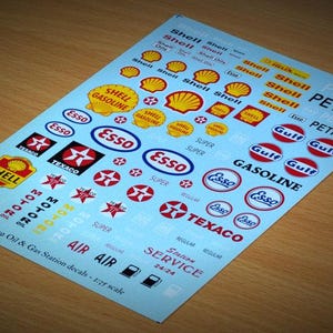 Oil & Gas Station decals - 1:35 scale - waterslide decals (Matho Models 35099)