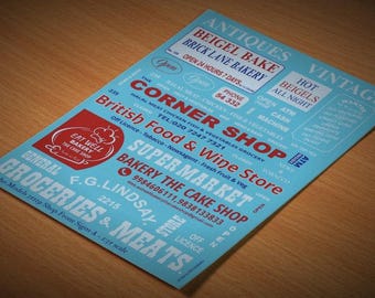 Shop Front Signs A - 1:35 scale - waterslide decals (Matho Models 35119)