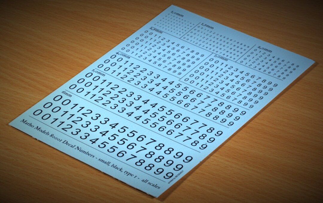 Matho Models 80001 Decal Numbers Small Black Type 1 All Etsy