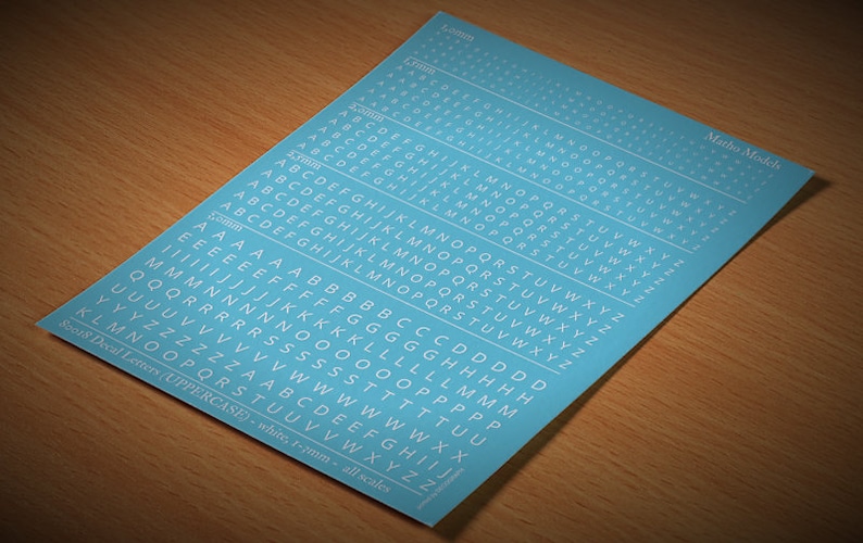Matho R Letras para calcomanías mayúsculas blancas, 1-3 mm todas las escalas ...