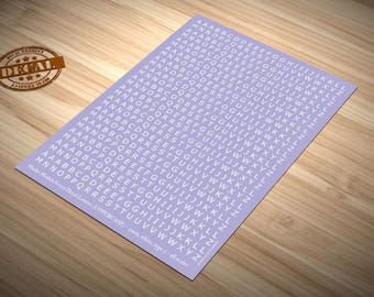 Decal Letters (UPPERCASE) - 3mm, white, type 1 - all scales - waterslide decals (Matho Models 80052)