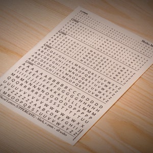 Decal Letters (UPPERCASE) - black, 1-3mm - all scales - waterslide decals (Matho Models 80014)